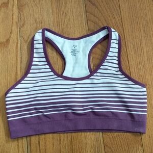 Flirtitude S White Sports Bra with Purple